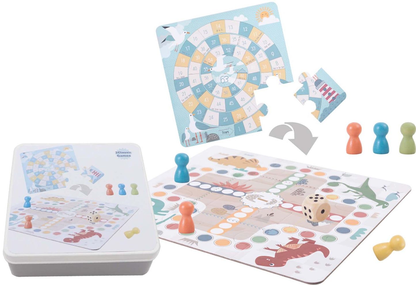 2 IN 1 CLASSIC GAME IN TIN BOX - LUDO & THE GAME OF GOOSE