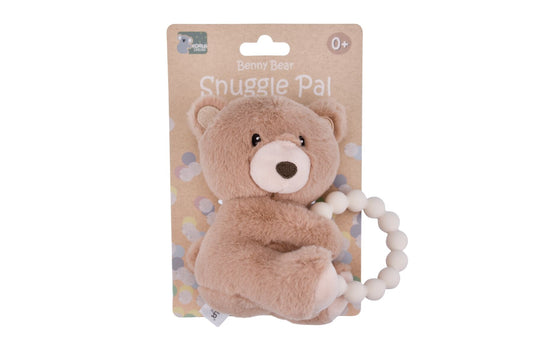 SNUGGLE PAL BENNY BEAR WITH SILICONE TEETHING RING