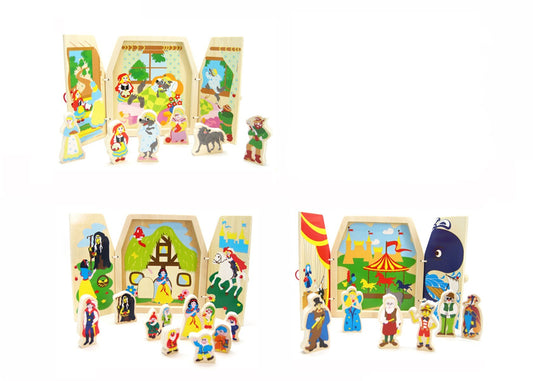 PRICE FOR 3 ASSORTED WOODEN CLASSIC INTERACTIVE STORYTELLING BOOK