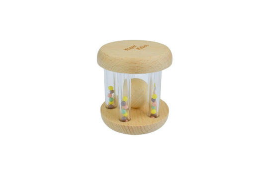 CALM & BREEZY WOODEN RATTLE WITH RAINBOW BEAD