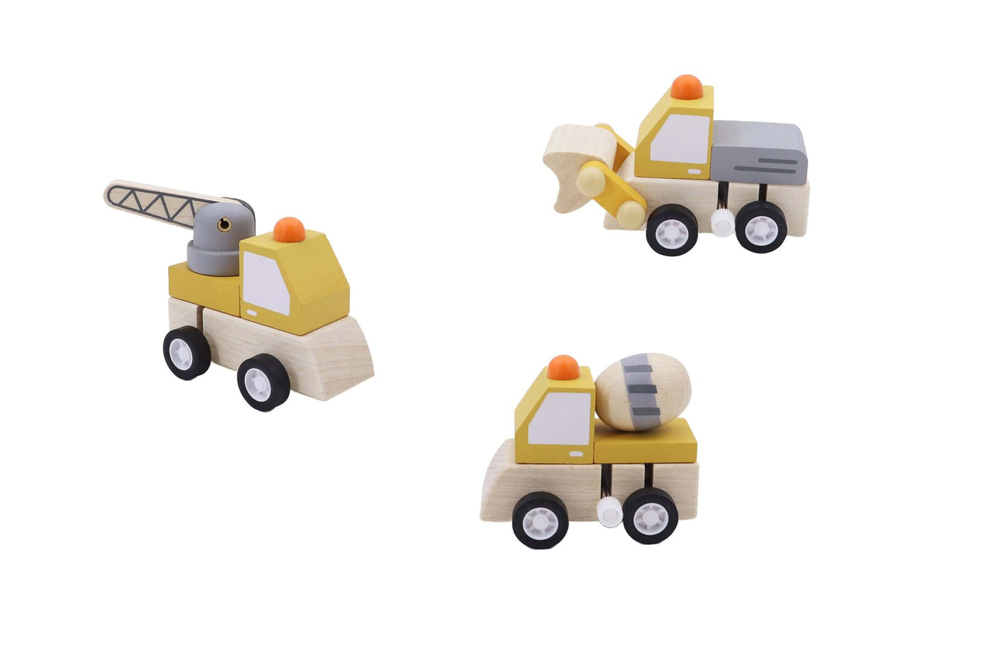 WOODEN WIND UP CONSTRUCTION VEHICLE PRICE FOR 3PC